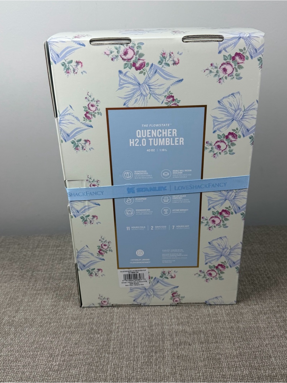 New The Stanley X LoveShackFancy 40oz Rosa Beaux Blue Holiday Quencher Tumbler - Picture 3 of 14